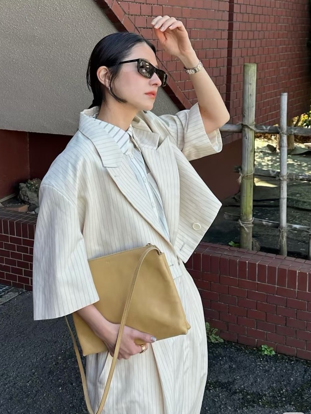 The Row Tan Mustard Leather Crossbody